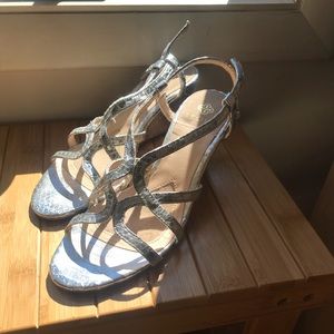 Isola size 7 silver dressy wedge heels
